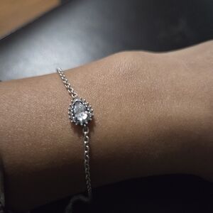 Pandora Sparkling Pear Halo Chain Bracelet – 20cm 7.9" - Sterling Silver